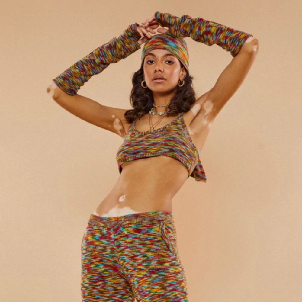 Jaded London Spacedye Knit Crop Top with Matching Sleeve